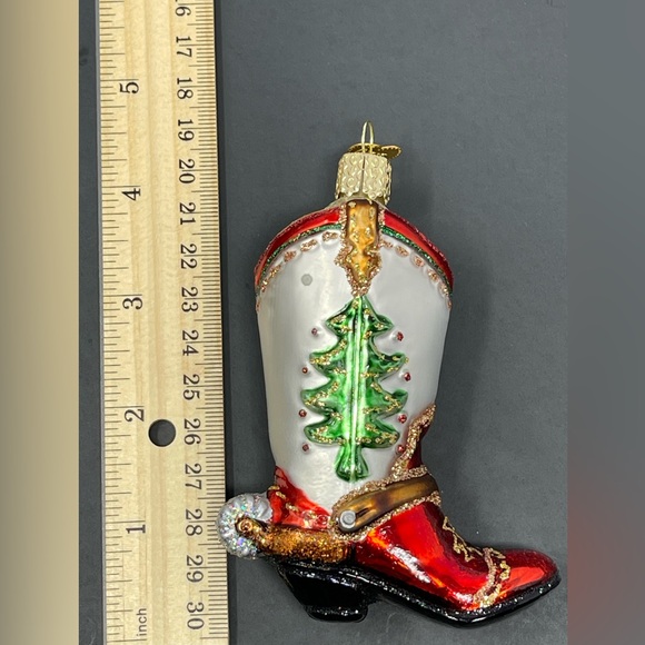 OLD WORLD CHRISTMAS: Cowboy Boot Ornament. With original box - Picture 6 of 7